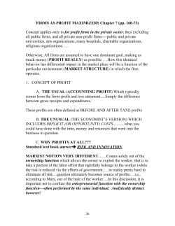 FIRMS AS PROFIT MAXIMIZERS