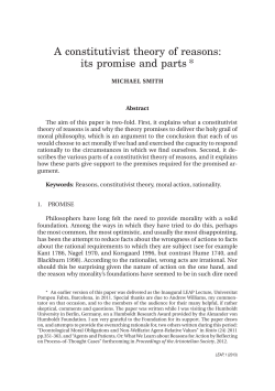 A constitutivist theory of reasons: its promise and parts