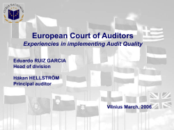 ECA Experiences in Implementing Audit Quality