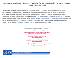 2016 Combined Recommended Immunization Schedule for Persons