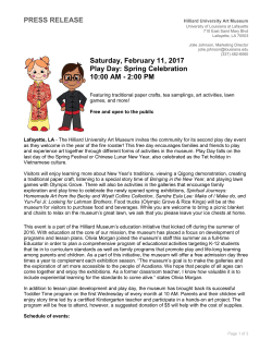 PRESS RELEASE Saturday, February 11, 2017 Play Day: Spring