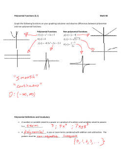 Polynomial Functions