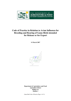 Code of Practice for Breeding and Rearing of Game Birds intended