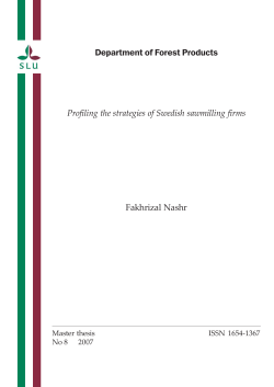 Department of Forest Products Profiling the strategies of