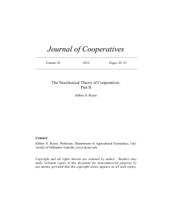 The Neoclassical Theory of Cooperatives: Part II