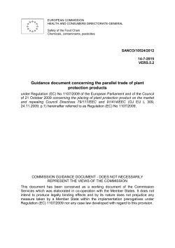 Guidance document concerning the parallel trade of plant protection