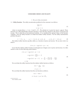 CONSUMER CHOICE AND DUALITY 1.1. Utility Function. The utility