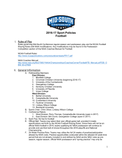 2016-17 Sport Policies Football I. Rules of Play II. General Information