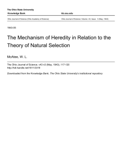 The Mechanism of Heredity in Relation to the Theory of Natural