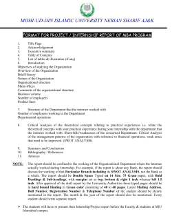 Format of Internship report for MBA - Mohi-ud
