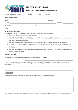Assistant Coach Application - WWPNA