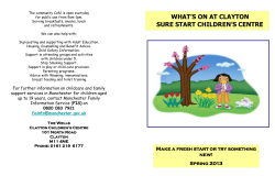 WHAT`S ON AT CLAYTON SURE START