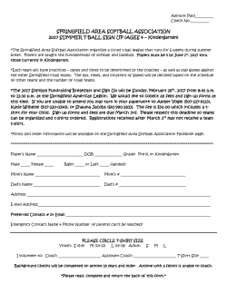 T-Ball Forms - Springfield Area Softball Association