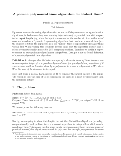 A pseudo-polynomial time algorithm for Subset-Sum