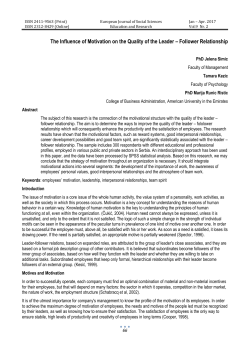 The Influence of Motivation on the Quality of the Leader &ndash; Follower