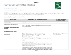 Curriculum Committee Minutes November 6, 2015