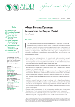 African Housing Dynamics Lessons from the Kenyan Market