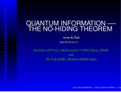 QUANTUM INFORMATION &mdash;- THE NO