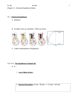 Chem 1B Dr. White 1 Chapter 13: Chemical Equilibrium Outline 13.1