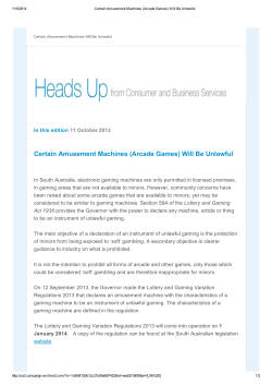 (Arcade Games) Will Be Unlawful - Consumer and Business Services
