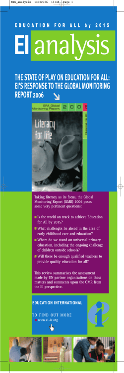 the state of play on education for all: ei`s response to the global