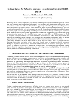 Serious Games for Reflective Learning &ndash; experiences from the