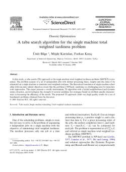 A tabu search algorithm for the single machine total weighted