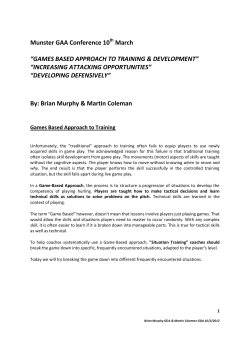 Munster GAA Conference 10 March &ldquo;GAMES BASED APPROACH
