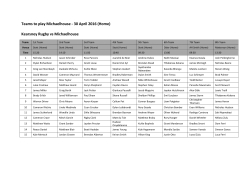 Teams to play Michaelhouse - 30 April 2016 (Home) Kearsney