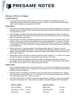 Pregame Notes - Timberwolves Media Center