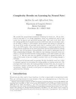Complexity Results on Learning by Neural Nets 1