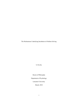 The mechanisms underlying incubation in problem