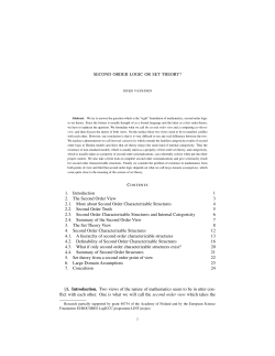 SECOND ORDER LOGIC OR SET THEORY? 1. Introduction 1 2