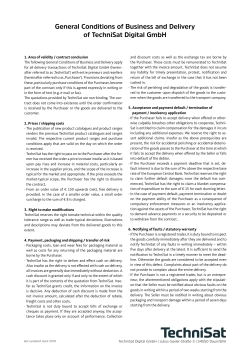 General Conditions of Business and Delivery of TechniSat Digital