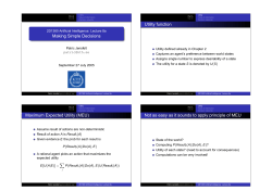 Making Simple Decisions Utility function Maximum Expected