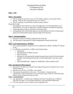 Cleveland Division of Police CIT Response G.P.O. Instructor`s Manual