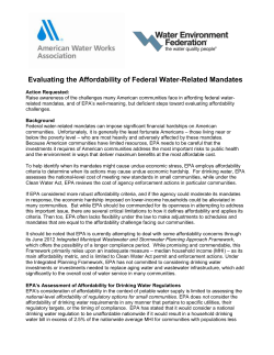 EPA`s Affordability Analysis for Clean Water Actions