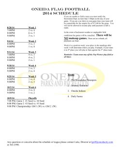 2008 Flag Football Season Schedule (Location: Vet`s Field)