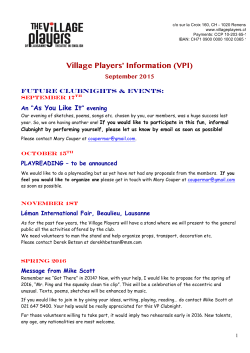 VPI - The Village Players of Lausanne