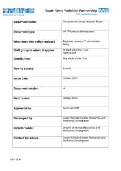 Induction Policy and Procedures - South West Yorkshire Partnership