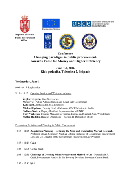 Towards Value for Money and Higher Efficiency June 1