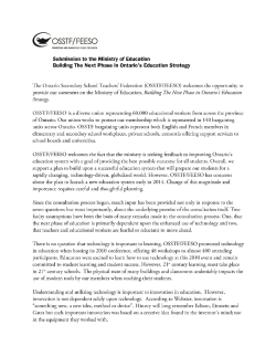 Submission to the Ministry of Education Building The Next