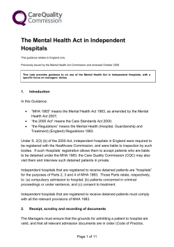 The Mental Health Act in Independent Hospitals