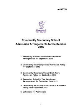 Admission Arrangements for September 2016