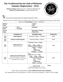 The Traditional Karate Club of Wilmette Summer Registration &ndash; 2016
