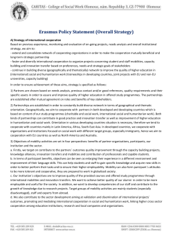 Erasmus Policy Statement (Overall Strategy) A) Strategy of