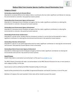 Nominate - Reduce Risks from Invasive Species Coalition