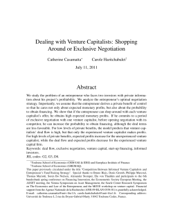 Dealing with Venture Capitalists: Shopping Around or