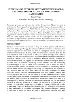 INTRINSIC AND EXTRINSIC MOTIVATION VERSUS SOCIAL AND