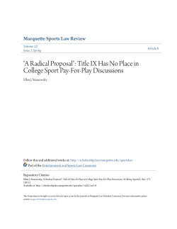 "A Radical Proposal": Title IX Has No Place in College Sport Pay